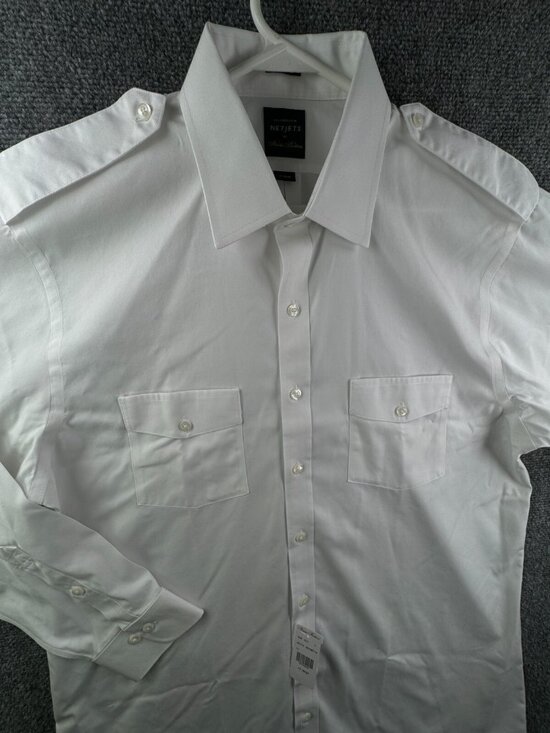 NWT Brooks Brothers For Netjets White 17 36/37 Regular White Button Up Supima